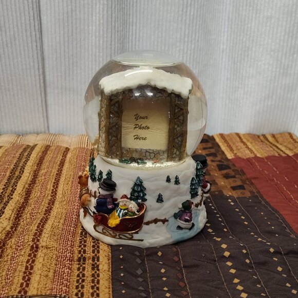 Snow Globe Photo Insert Snowman Winter Wonderland Plays "Let It Snow" See Video - Picture 4 of 10
